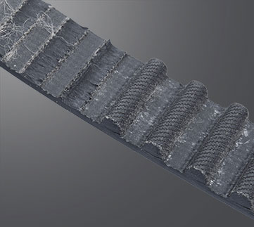 Timing belt with tooth wear